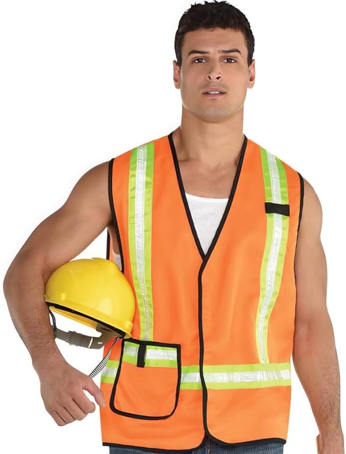 Amscan Premium Orange Construction Worker Vest, Adult Size #8401953