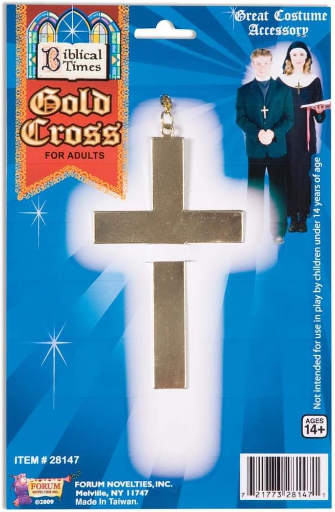 Forum Novelties Unisex-Adults Gold Cross-Metal, Golden, Standard #28147