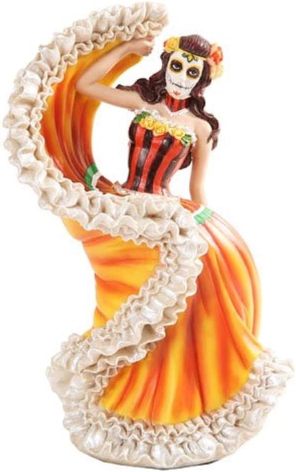 Pacific Trading Orange Day of The Dead Dancer Figurine DOD Home Decor #10713