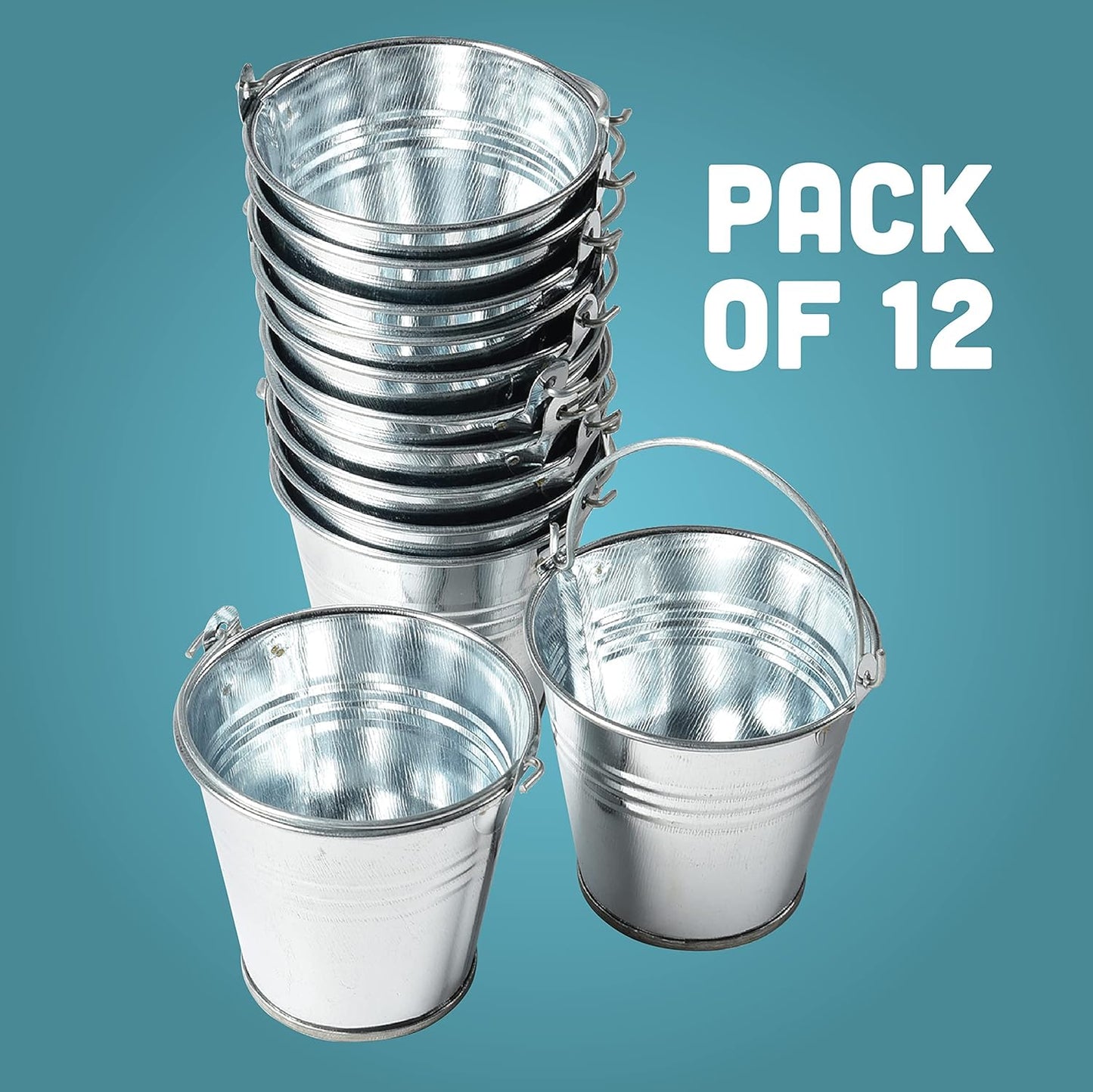 U. S. Toy Mini Metal Buckets #1970, Pack of 12