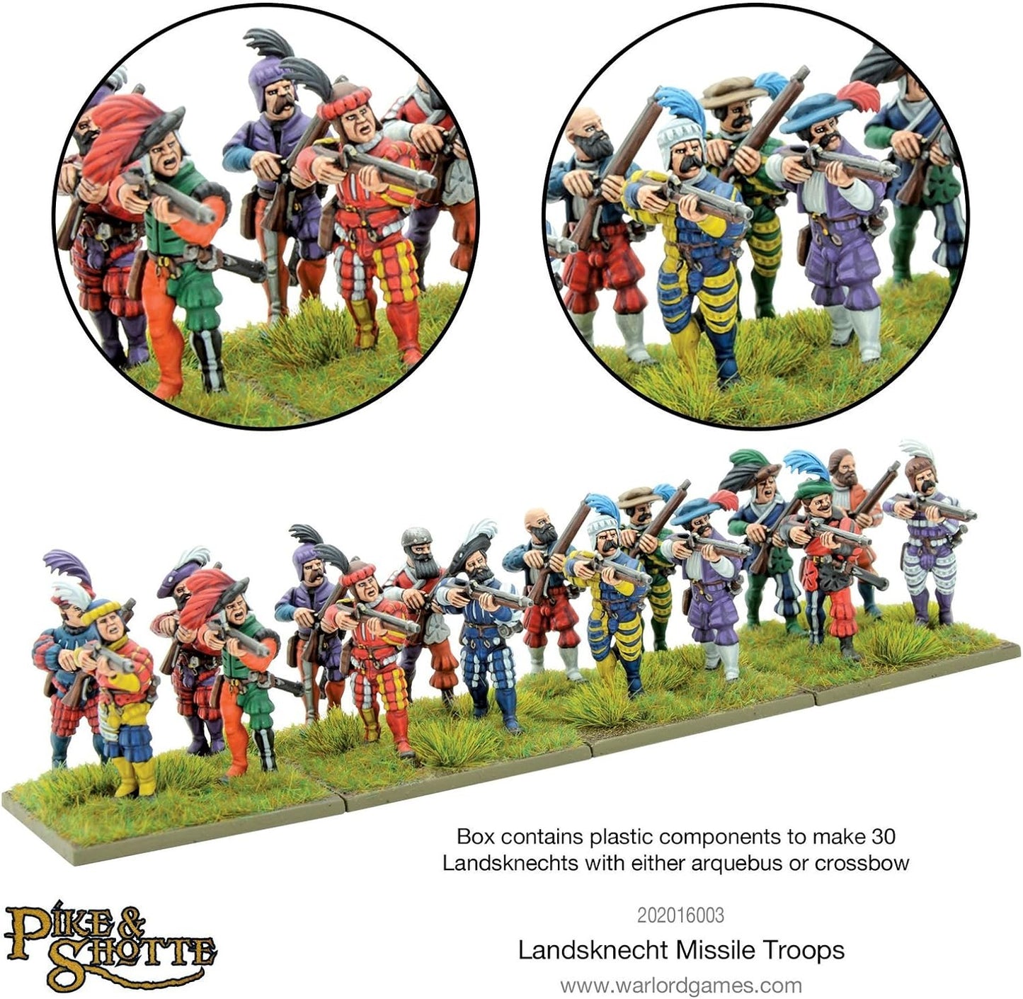 Warlord Games, Pike and Shotthe - Landsknecht missile troops, Wargaming Miniatures #202016003