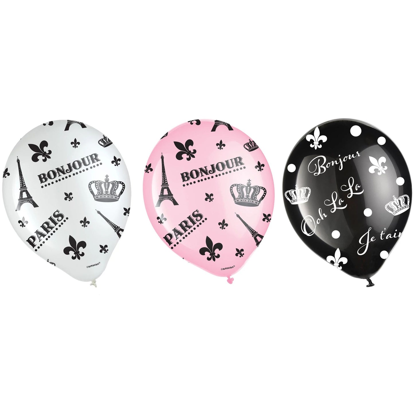Amscan Day in Paris Printed Latex Balloons - Asst. Colors #110358
