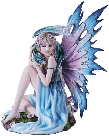 Pacific Giftware Spring Flower Fairy Princess with Mystical Baby Dragon Statue Figurine #11230