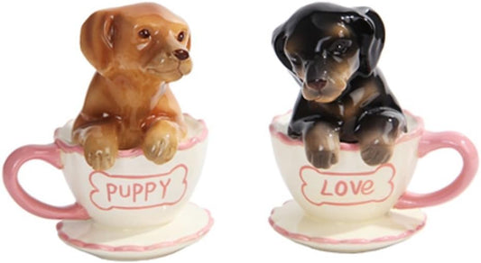Pacific Trading Dachshund Puppies Tea Cup Puppy Love Salt and Pepper Shakers Set #10778