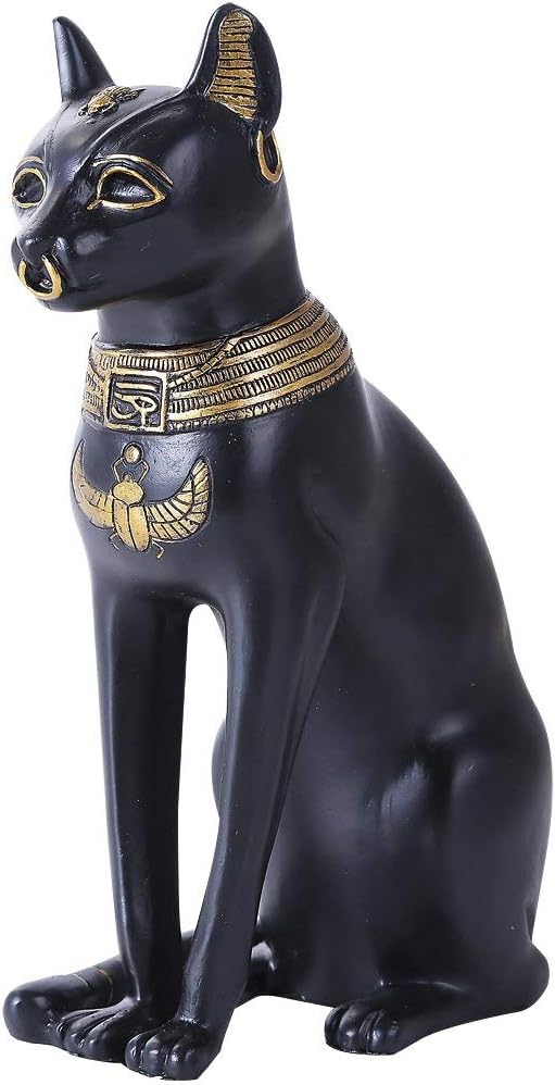 Pacific Giftware 8 Inches Ancient Egyptian God Black and Golden Bastet Cat Statue Figurine #11108