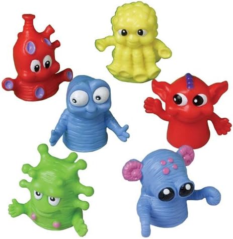US Toy Company Assorted Color Monster Finger Puppets -1.5" #1471, Pack of 12