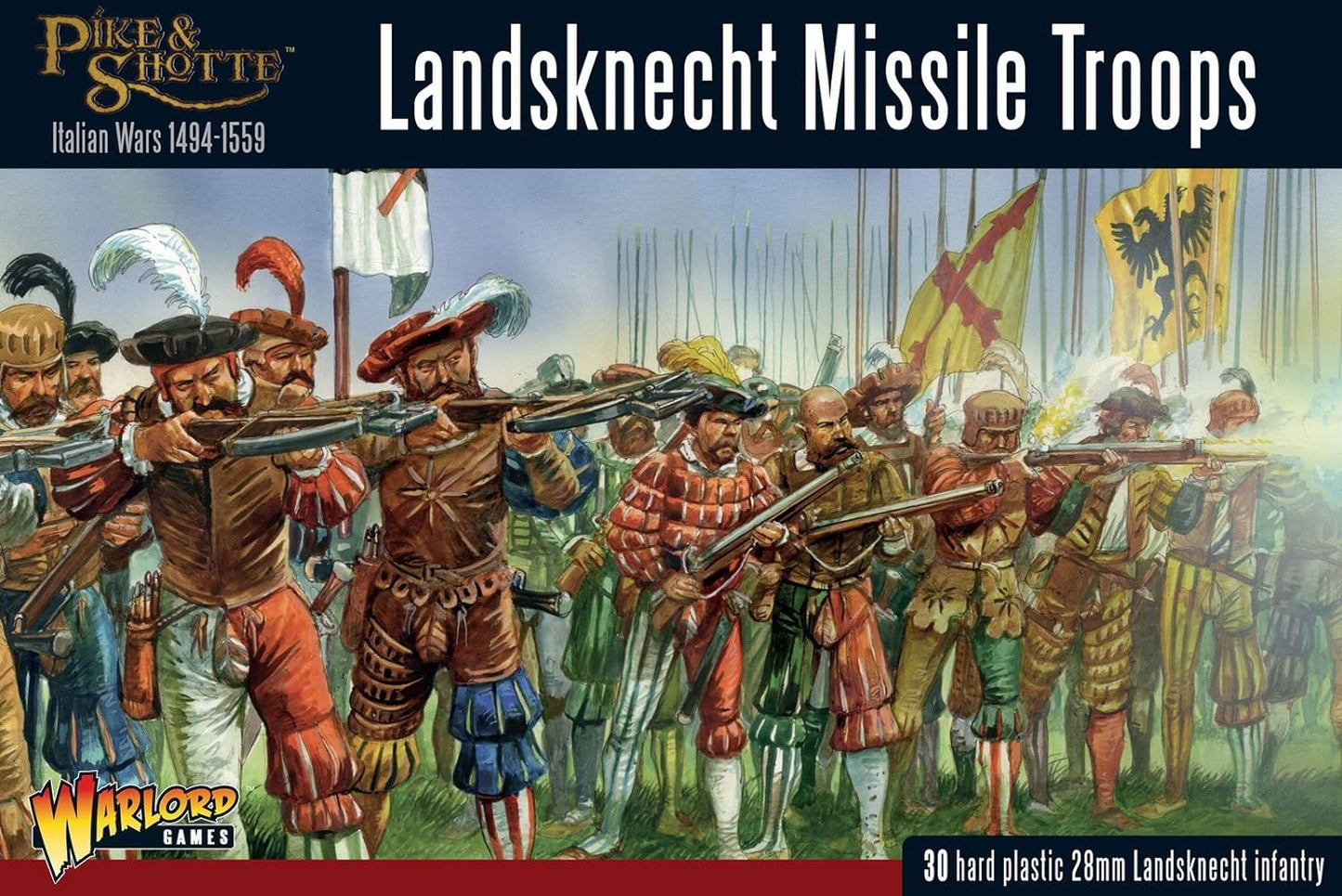 Warlord Games, Pike and Shotthe - Landsknecht missile troops, Wargaming Miniatures #202016003