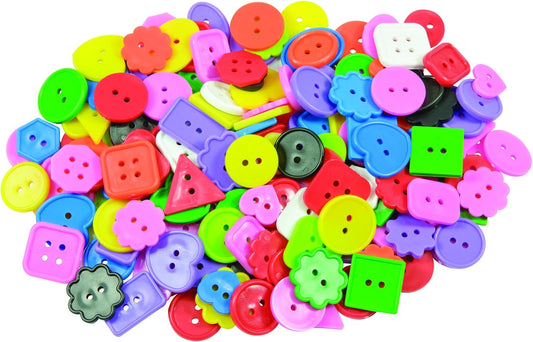Roylco Bright Buttons, Assorted Sizes, Shapes and Color #R2131, 0.5 lb