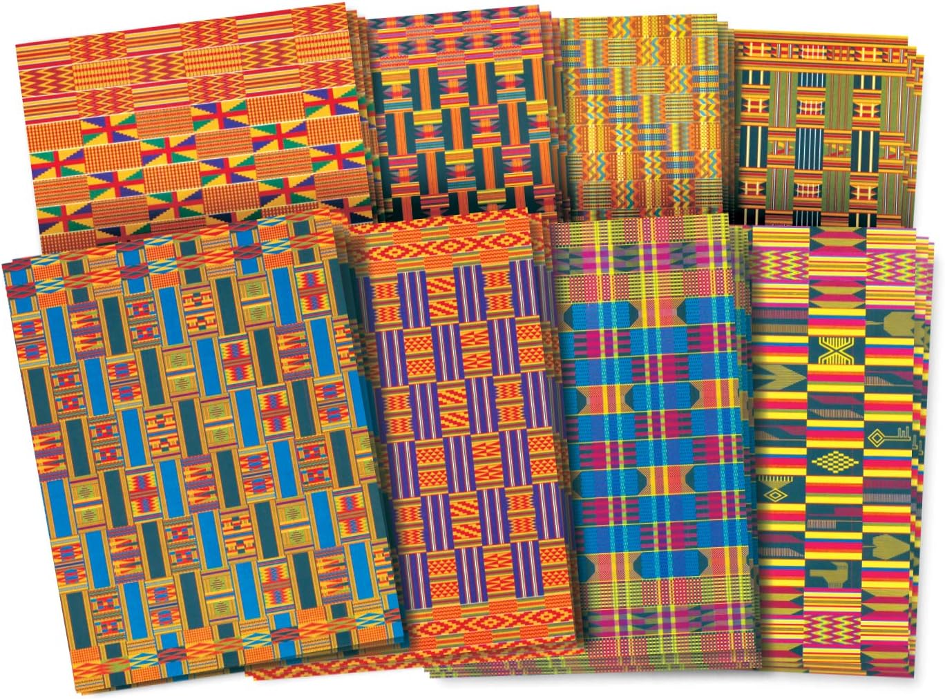 Roylco Assorted Design African Textile Paper, 8-1/2 x 11 Inches #R15273, Pack of 32