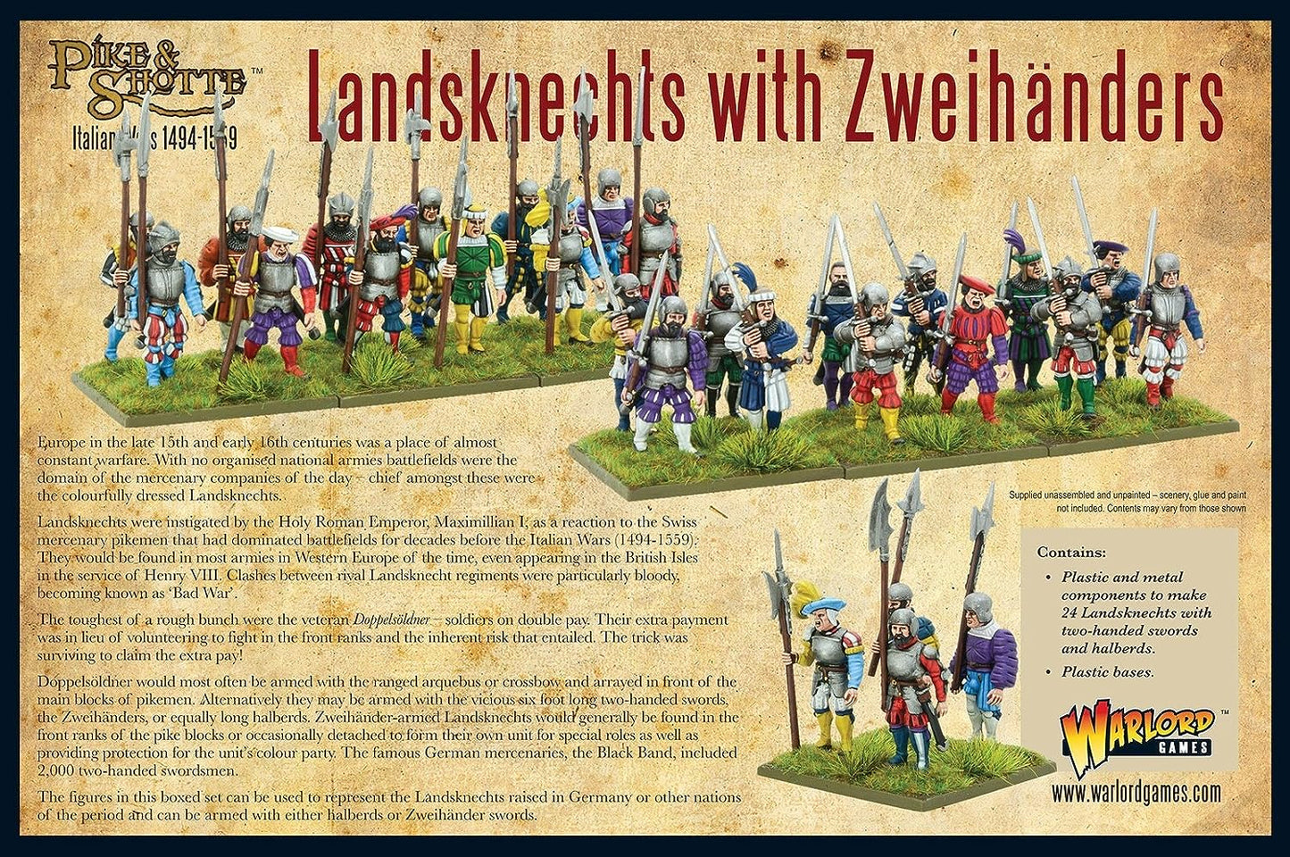 Warlord Games Pike and Shotthe - Landsknechts with Zweihanders, Wargaming Miniatures  #202016002