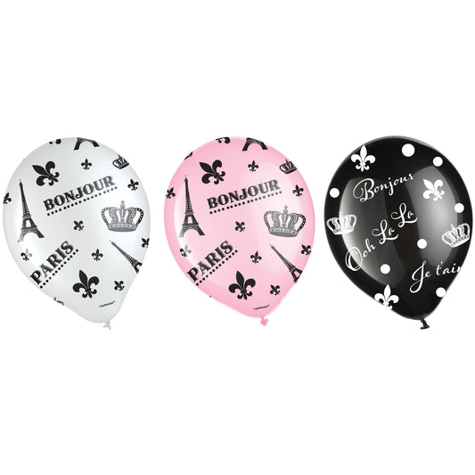 Amscan Day in Paris Printed Latex Balloons - Asst. Colors #110358